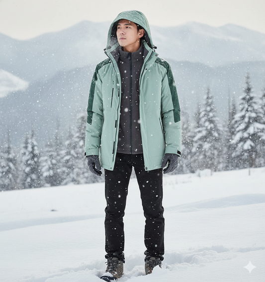 AlpineFlex™ 3-in-1 Impermeabile con Fodera in Pile, Completo Due Pezzi con Cappuccio per Sci e Escursionismo